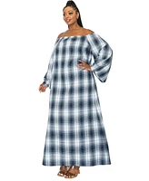 L I V D Plus Size Zoe Flannel Maxi Dress