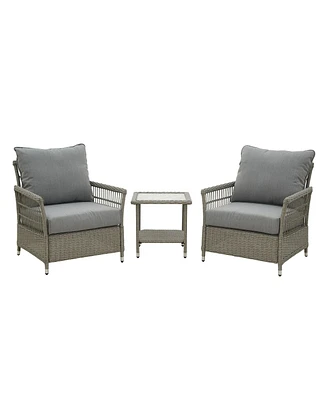 Mondawe 3-Piece Outdoor Patio Rattan Wicker Patio Conversation Set for Garden Backyard