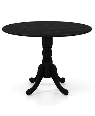 Round Wooden Dining Table with Curved Trestle Legs for Kitchen or Room