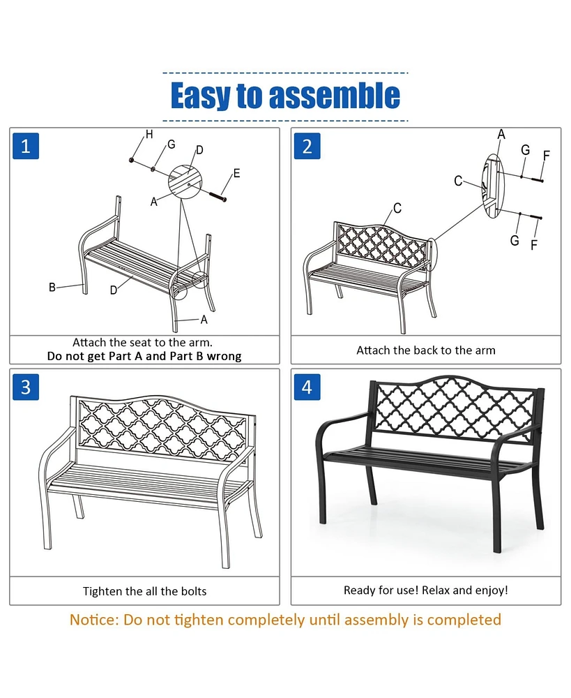 Slickblue 50 Inch Patio Garden Bench Loveseats