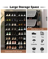 Portable Shoe Rack Organizer 12-Cube 48 Pair Shelf Storage Cabinet w/Hook