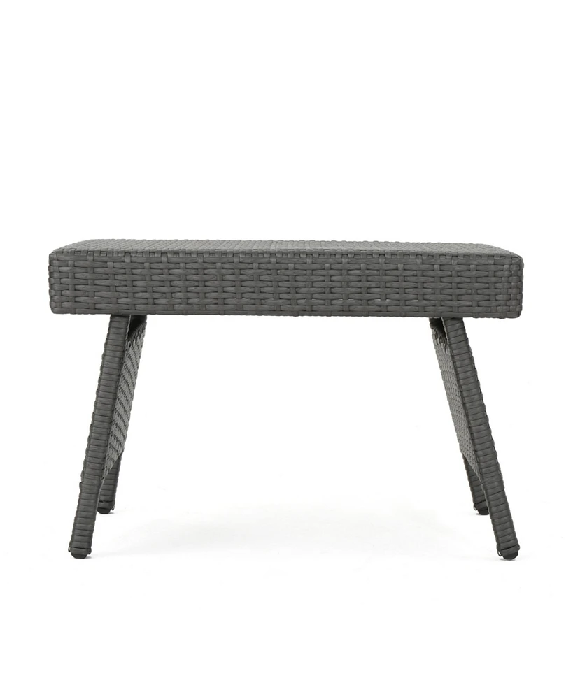 Charming Transitional Faux Rattan Wicker Accent Table