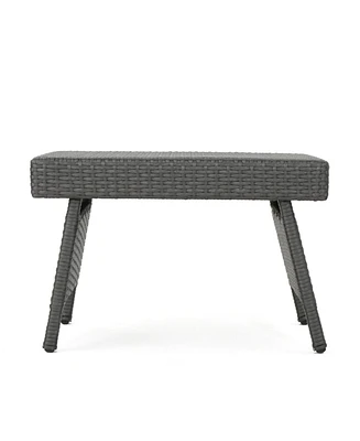 Charming Transitional Faux Rattan Wicker Accent Table