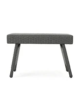 Charming Transitional Faux Rattan Wicker Accent Table