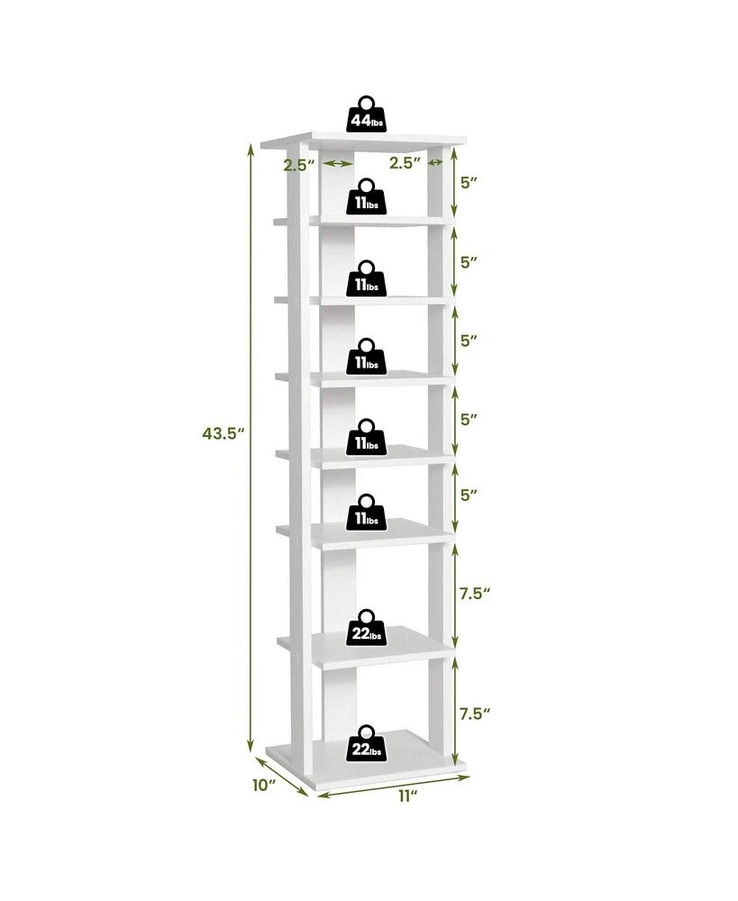 Slickblue 7-Tier Slim Wooden Vertical Shoe Rack for Entryway-White