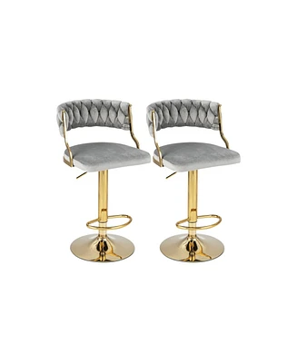 Swivel Barstool with Woven Back Set of 2 for Kitchen Island Cafe