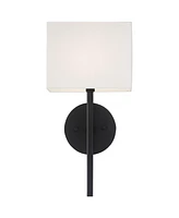 Favre au Modern Wall Sconce Lighting Black Hardwired 16 1/4" High Fixture Rectangular Linen Fabric Shade for Bedroom Bedside Living Room Home Hallway