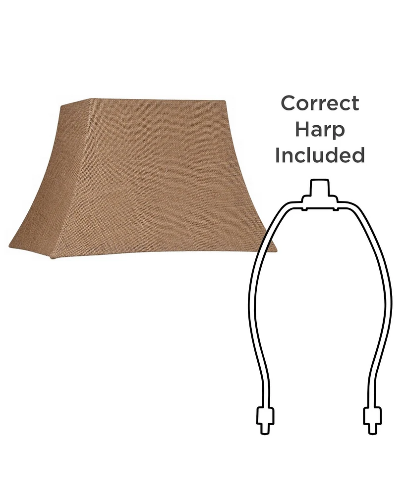 Natural Burlap Medium Rectangle Lamp Shade 10" Wide x 7" Deep at Top and 16" Wide x 12" Deep at Bottom and 11" Slant x 10.5" H (Spider) Replacement wi