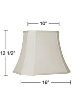 Set of 2 Creme Medium Cut Corner Rectangular Lamp Shades 10" Top x 16" Bottom x 13" High (Spider) Replacement with Harp and Finial - Springcrest