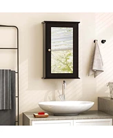 Bathroom Wall Cabinet Single Mirror Door Cupboard Storage Medicine Wood Shelf
