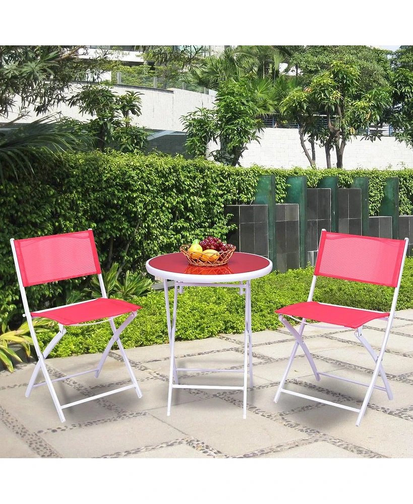 3 Pieces Patio Folding Bistro Set for Balcony or Outdoor Space