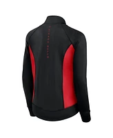Fanatics Signature Women's Black Chicago Bulls Studio Fitted Full-Zip Gym Track Jacket