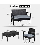 8PCS Patio Rattan Furniture Set Garden Deck