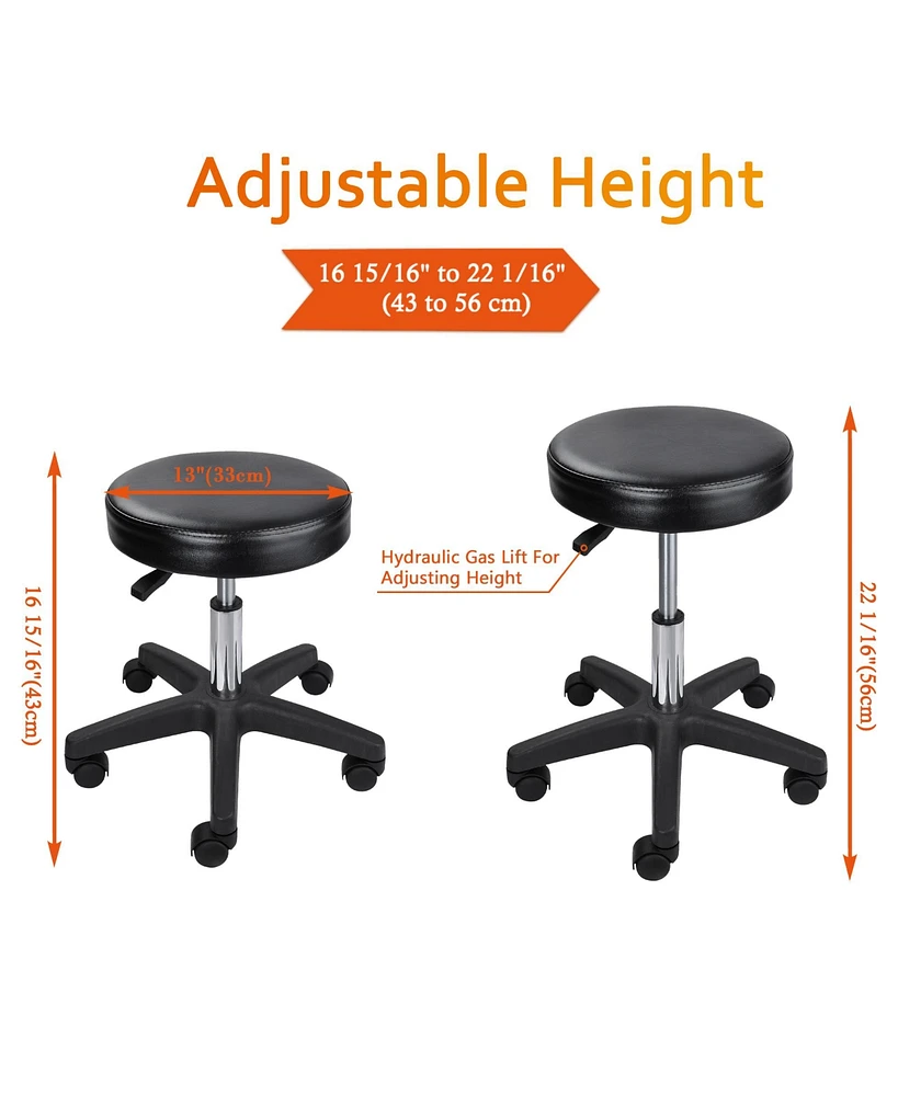 17-22" Hydraulic Rolling Swivel Stool Adjustable Tattoo Facial Massage Spa Salon Barber