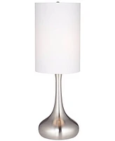 360 Lighting Modern Industrial Droplet-Shaped Table Lamp 24.5" High Brushed Nickel Silver Metal White Fabric Cylinder Shade Decor for Living Room Bedr