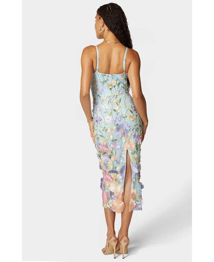 Bebe Women's Floral Embroidered Midi Dress
