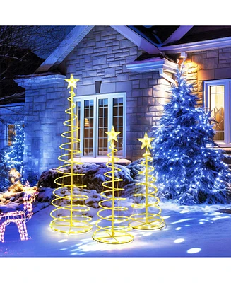 Yescom Sparkle 3Pack Led Christmas Spiral Light Kit 3/4/6Ft Battery Indoor Outdoor Yard Party Shop Decoration Warm White