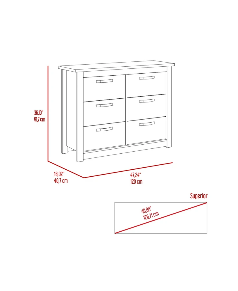 Fm Furniture Westport Six Drawer Double Dresser