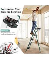 4 Step Ladder Folding Portable Anti-Slip Steel Step Stool 330lbs with Tool Platform
