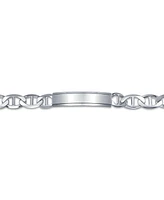 Bling Jewelry Bar Name Plated identification Id Bracelet 10MM Marine Mariner Chain Link 250 Gauge .925 Sterling Silver Made Italy