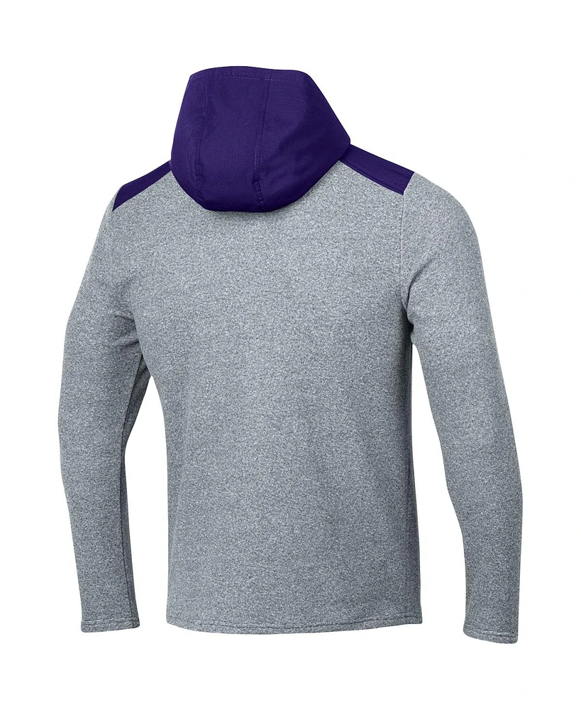 Under Armour Men's Gray Northwestern Wildcats Survivor Fleece Hoodie Quarter-Zip Jacket