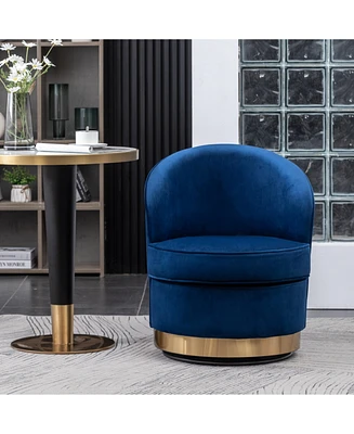 Contemporary Velvet Swivel Chair, Blue