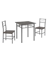 3-Piece Kitchen Dining Room Table Set Grey Chair