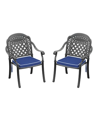 Elegant 350lbs Capacity Aluminum Armchair with Cushions, Black
