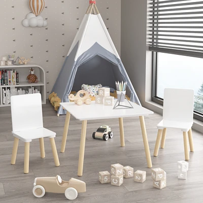 Sturdy Kids Table and Chairs Set in White