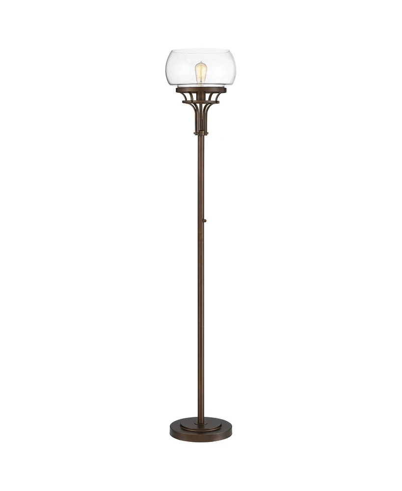 Luz Modern Industrial Edison Bulb Floor Lamp Torchiere 72.5" Tall Oil Rubbed Bronze Clear Glass Standing Bright Lighting for Living Room Reading