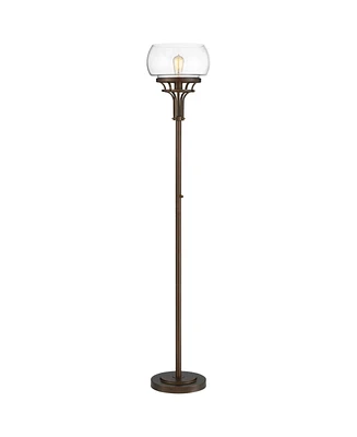 Luz Modern Industrial Edison Bulb Floor Lamp Torchiere 72.5" Tall Oil Rubbed Bronze Clear Glass Standing Bright Lighting for Living Room Reading