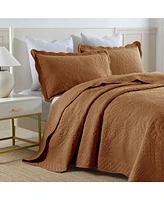 MarCielo 3 Pcs 100% Cotton Oversized Bedspread Quilt Set Embroidery Tf-Queen
