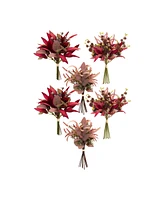 Slickblue Fall Burgandy Foliage And Thistle Bundle Bouquet (Set of 6)