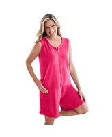 Dreams & Co. Women's Zip-Front Terry Romper