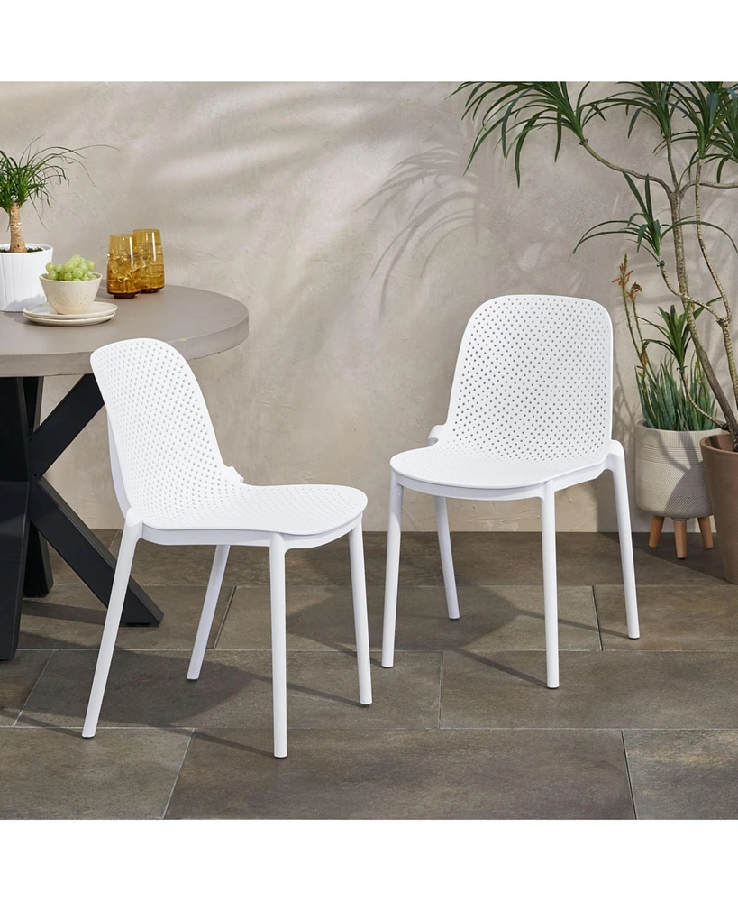 Modern Perforated Outdoor Dining Chair Set for Refined Outdoor Designs
