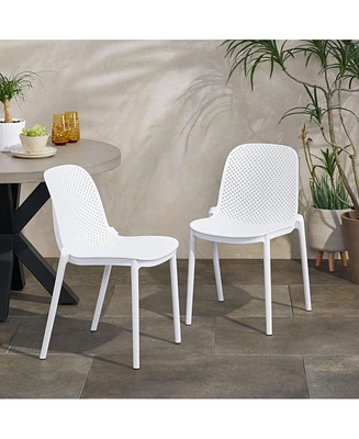 Modern Perforated Outdoor Dining Chair Set for Refined Outdoor Designs