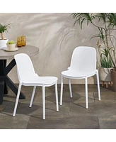 Modern Perforated Outdoor Dining Chair Set for Refined Outdoor Designs