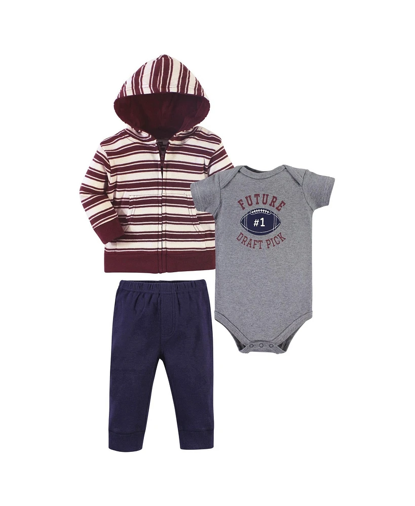 Hudson Baby Boys Cotton Hoodie, Bodysuit or Tee Top and Pant Set