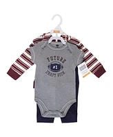 Hudson Baby Boys Cotton Hoodie, Bodysuit or Tee Top and Pant Set