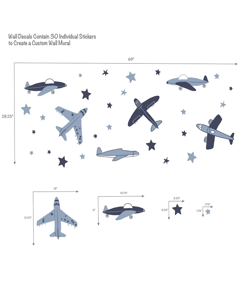 Bedtime Originals Little Aviator Airplane & Stars Wall Decals/Stickers