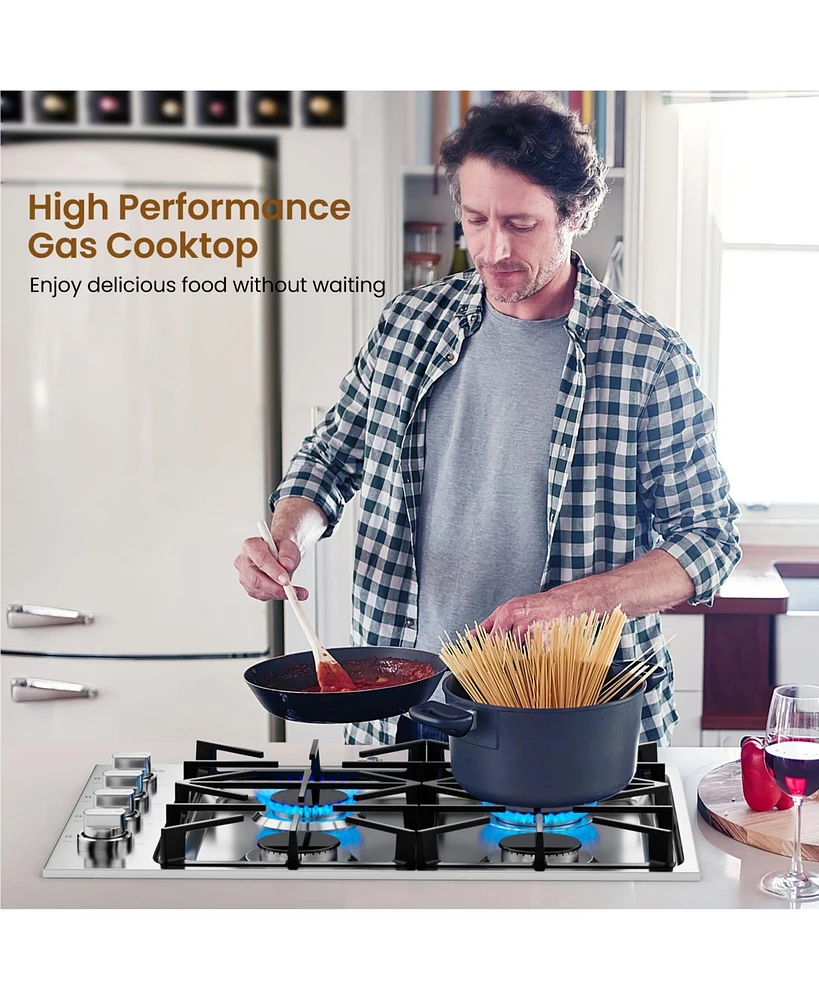 Sugift 30 Inch Gas Cooktop with 4 Powerful Burners and Abs Knobs