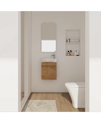 Soft Close Doors Bathroom Vanity With Sink,16 Inch For Small Bathroom