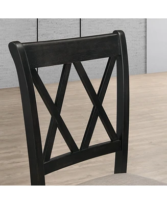 Fabric Upholstered Dining Chair in Black, Set of 2