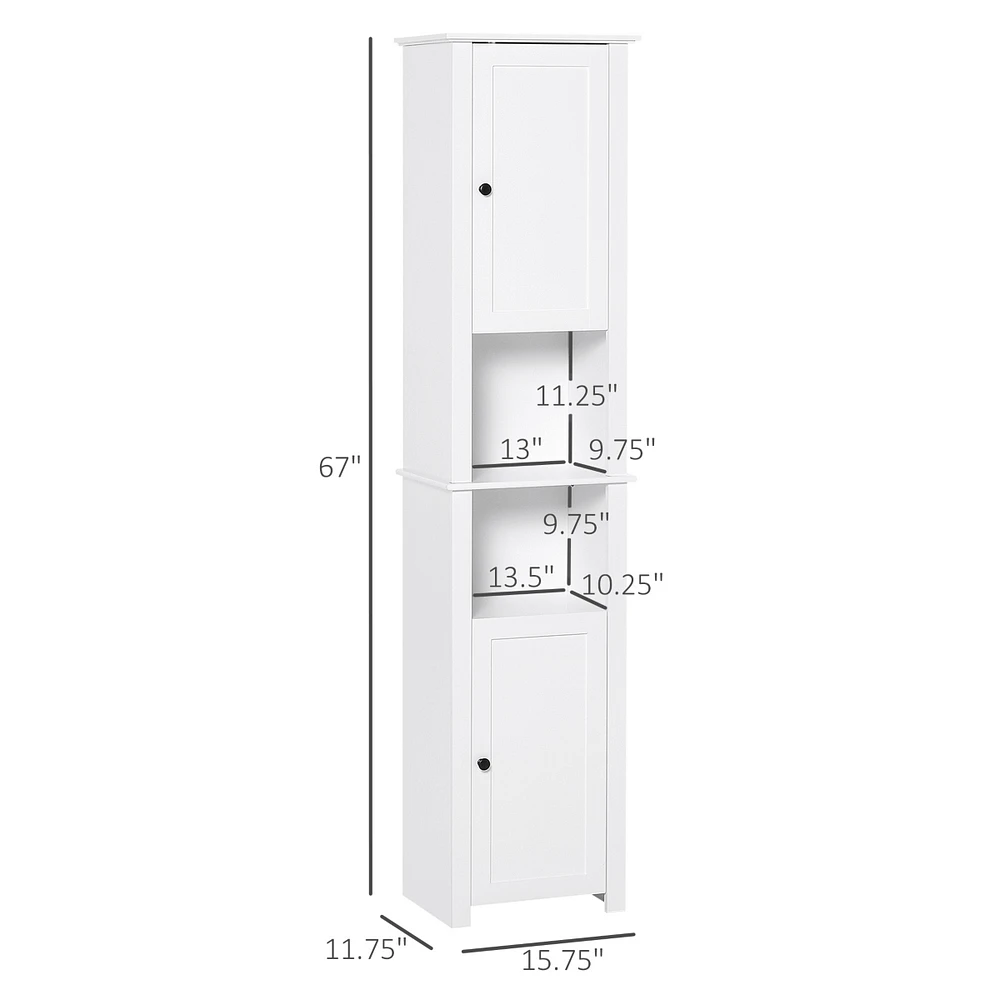 67” Wooden Tall Free Sding Sd Alone Bathroom Linen Tower Storage Cabinet