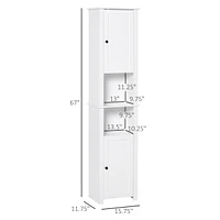 67” Wooden Tall Free Sding Sd Alone Bathroom Linen Tower Storage Cabinet