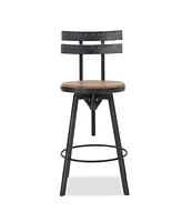 Rustic-Chic Barstool Fir Wood Seat, Metal Frame