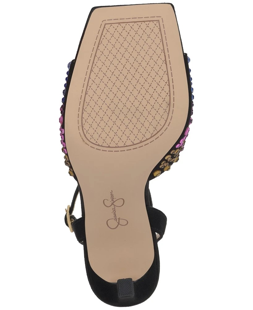 Jessica Simpson Women's Lendall Two-Piece Ankle-Strap Embellished Dress Sandals