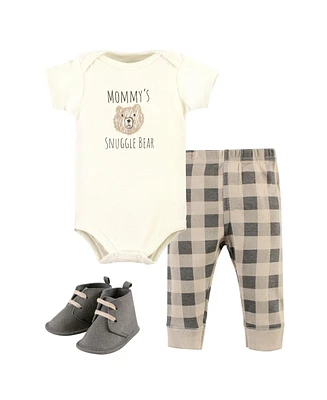 Hudson Baby Boys Unisex Cotton Essentials Bodysuit, Pants, and Shoes 3Pk