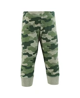 Hudson Baby Boys Thermal Tapered Ankle Pants 4pk, Basic Camo, 0-3 Months