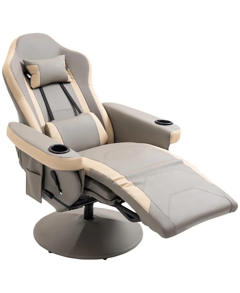Homcom Manual Recliner Armchair Pu Lounge Chair w/ Footrest & 135° Reclining